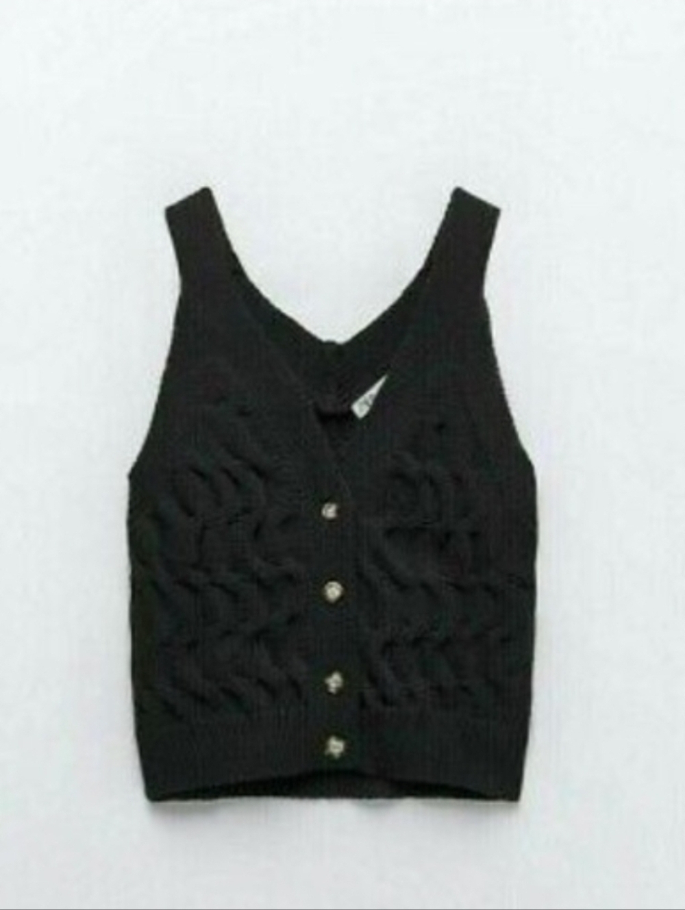 Zara Cable Knit Sleeveless Sweater Vest Black Size Large NWOT